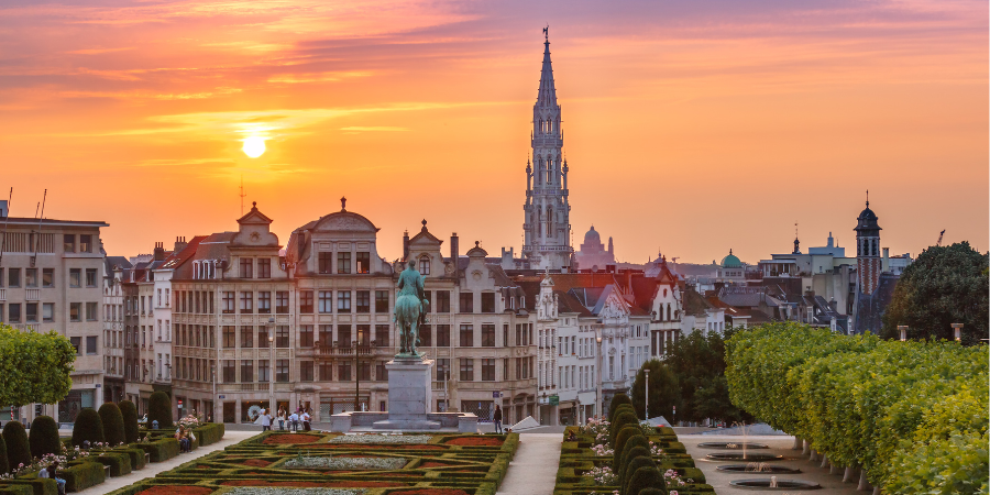 Brussels at sunset